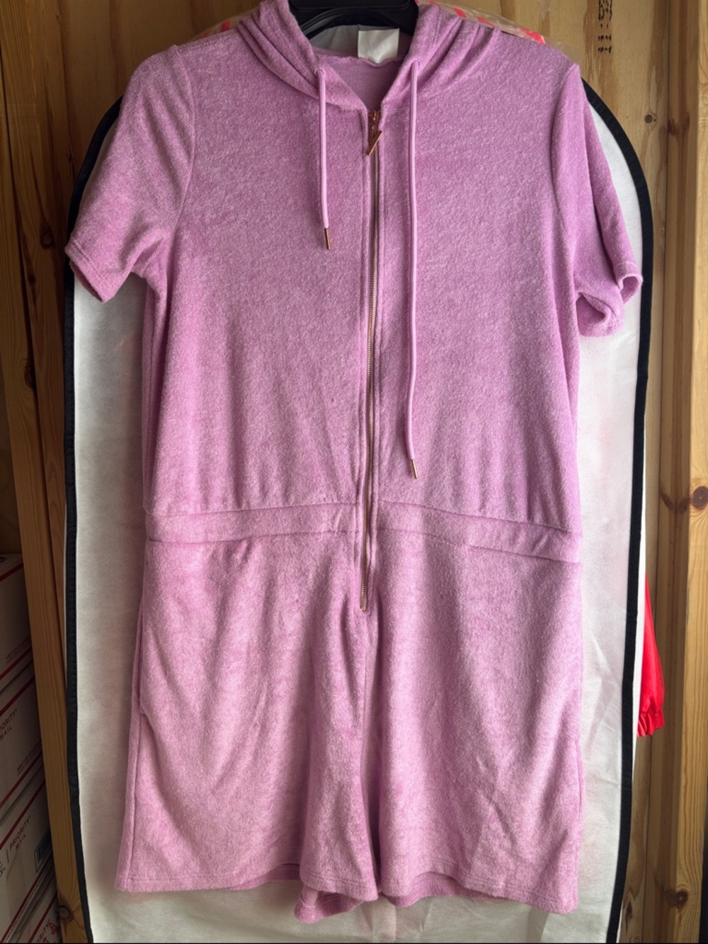 YITTY Pink Hooded Short-Sleeve Romper